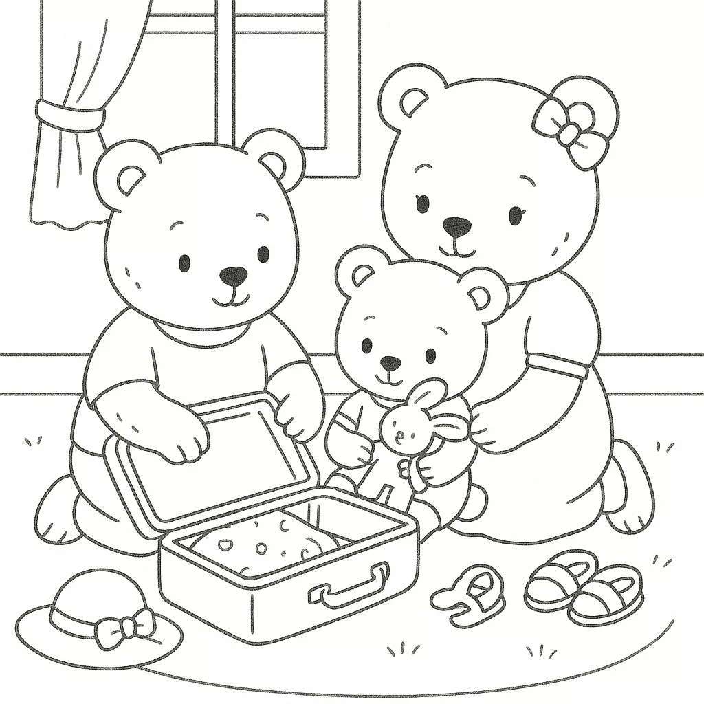 Ausmalbild - Bärenfamilie